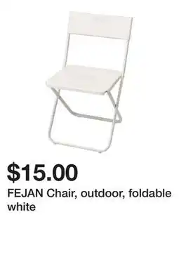 Ikea FEJAN Chair, outdoor, foldable white offer