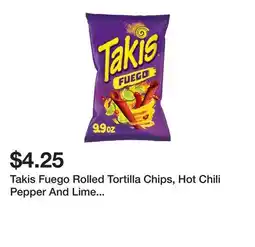 Five Below Takis Fuego Rolled Tortilla Chips, Hot Chili Pepper And Lime Artificially Flavored, 9.9oz Bag offer