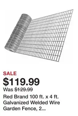 Tractor Supply Company Red Brand 100 ft. x 4 ft. Galvanized Welded Wire Garden Fence, 2 in. x 4 in. Mesh offer