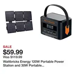 Tractor Supply Company Wattbricks Energy 120W Portable Power Station and 30W Portable Solar Panel Bundle offer