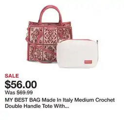 Marshalls MY BEST BAG Made In Italy Medium Crochet Double Handle Tote With Leather Trim offer