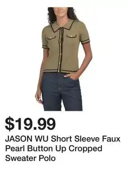 Marshalls JASON WU Short Sleeve Faux Pearl Button Up Cropped Sweater Polo offer