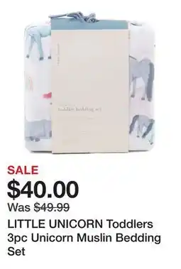 Marshalls LITTLE UNICORN Toddlers 3pc Unicorn Muslin Bedding Set offer