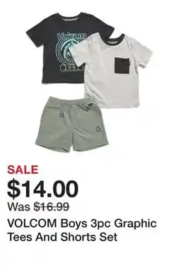 Marshalls VOLCOM Boys 3pc Graphic Tees And Shorts Set offer