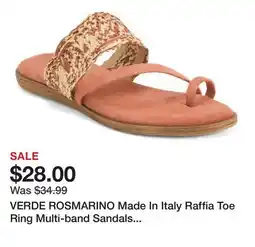 Marshalls VERDE ROSMARINO Made In Italy Raffia Toe Ring Multi-band Sandals With Suede Accents offer