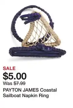 Marshalls PAYTON JAMES Coastal Sailboat Napkin Ring offer