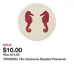 Marshalls TIRAMISU 15in Seahorse Beaded Placemat offer
