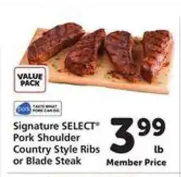 Safeway Signature SELECT Pork Shoulder Country Style Ribs or Blade Steak offer
