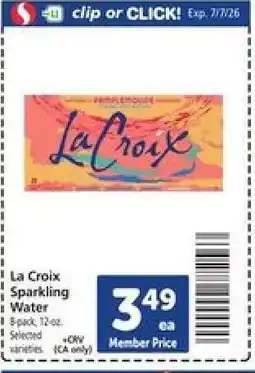 Safeway La Croix Sparkling Water offer