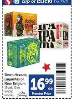 Safeway Sierra Nevada, Lagunitas or New Belgium offer
