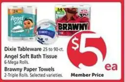 Safeway Dixie Tableware, Angel Soft Bath Tissue, Brawny Paper Towels offer