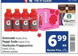 Safeway Gatorade, Poppi Soda, Starbucks Frappuccino offer