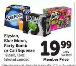Safeway Elysian, Blue Moon, Party Bomb or Cali Squeeze offer
