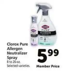 Safeway Clorox Pure Allergen Neutralizer Spray offer