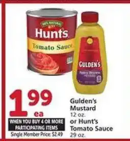 Albertsons Gulden's Mustard or Hunt's Tomato Sauce offer