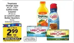 Albertsons Tropicana Orange Juice, Coffee-mate Creamer, or Land O Lakes Butter Quarters offer