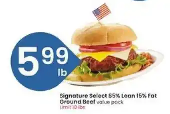 Albertsons Signature Select 85% Lean 15% Fat Ground Beef offer
