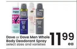 Albertsons Dove or Dove Men Whole Body Deodorant Spray offer