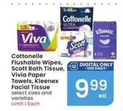Albertsons Cottonelle Flushable Wipes, Scott Bath Tissue, Viva Paper Towels, Kleenex Facial Tissue offer