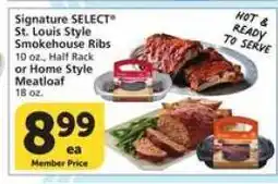 Albertsons Signature SELECT St. Louis Style Smokehouse Ribs or Home Style Meatloaf offer