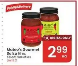 Albertsons Mateo's Gourmet Salsa offer