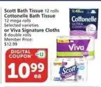 Albertsons Scott Bath Tissue / Cottonelle Bath Tissue / Viva Signature Cloths offer