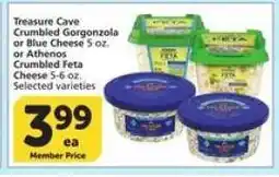 Albertsons Treasure Cave Crumbled Gorgonzola or Blue Cheese / Athenos Crumbled Feta Cheese offer