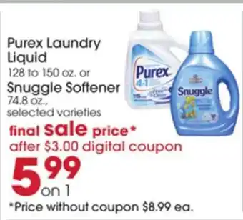 Giant Eagle Purex Laundry Liquid or Snuggle Softener offer