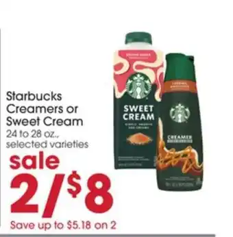 Giant Eagle Starbucks Creamers or Sweet Cream offer