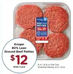 Kroger Kroger 80% Lean Ground Beef Patties offer