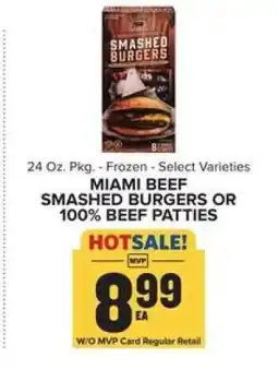 Food Lion Miami Beef Smashed Burgers or 100% Beef Patties offer