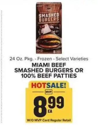 Food Lion Miami Beef Smashed Burgers or 100% Beef Patties offer