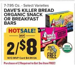 Food Lion DAVE'S KILLER BREAD ORGANIC SNACK OR BREAKFAST BARS offer