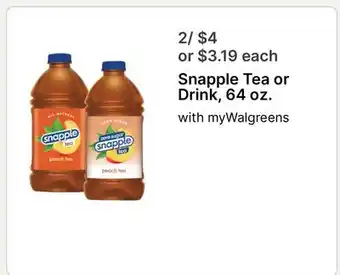 Walgreens Snapple Tea or Drink offer