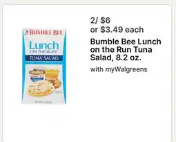 Walgreens Bumble Bee Lunch on the Run Tuna Salad offer
