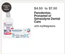Walgreens Parodontax, Pronamel or Sensodyne Dental Care offer
