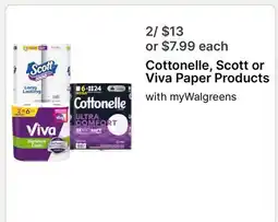 Walgreens Cottonelle, Scott or Viva Paper Products offer