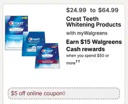 Walgreens Crest Teeth Whitening Products offer
