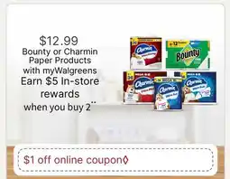 Walgreens Bounty or Charmin Paper Products offer