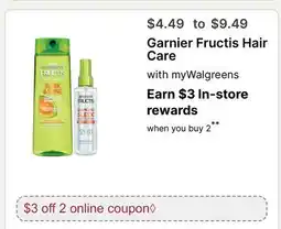 Walgreens Garnier Fructis Hair Care offer