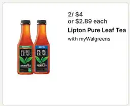 Walgreens Lipton Pure Leaf Tea offer