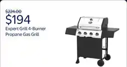 Walmart Expert Grill, 4-Burner Propane Gas Grill with Side Table and Wheels, Stainless Steel offer