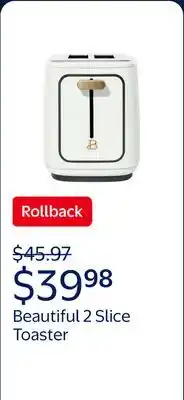 Walmart Beautiful 2 Slice Toaster with Touch-Activated Display, White Icing by Drew Barrymore offer