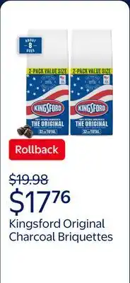 Walmart Kingsford Original Charcoal Briquettes for Grilling, Flag Limited Edition offer