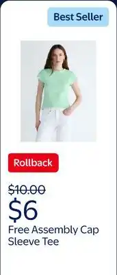 Walmart Free Assembly Women's and Women's Plus Cap Sleeve Tee offer