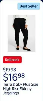 Walmart Terra & Sky Women's Plus Size Pull On High Rise Skinny Jeggings, 28 Inseam offer