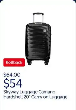 Walmart Skyway Luggage Camano Hardshell 20 Expandable Carry on Hardside Luggage with Spinner Wheels, Black offer