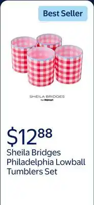 Walmart Sheila Bridges Philadelphia Red Gingham Lowball Tumblers, 4 Count offer