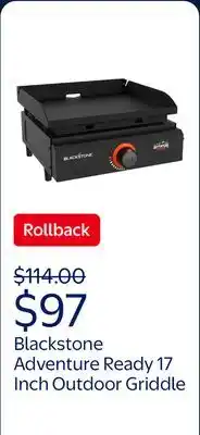 Walmart Blackstone Adventure Ready Outdoor Griddle, 17 Inch Single-Burner Portable Flat Top Grill, Black offer