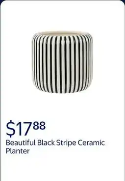 Walmart Beautiful 8 Black Stripe Ceramic Planter by Drew Barrymore offer